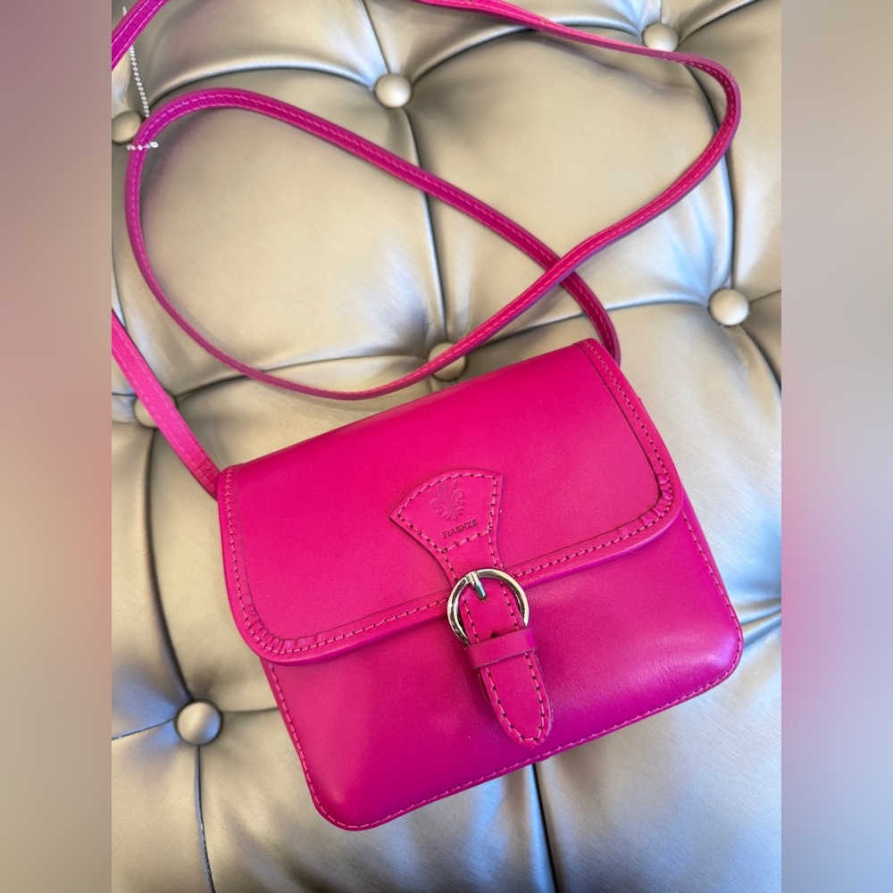 FIRENZE HOT PINK LEATHER CROSSBODY BAG BARBIE EUC